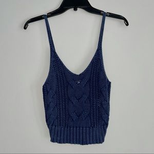 American Eagle Washed Knit Tank Denim Blue - S